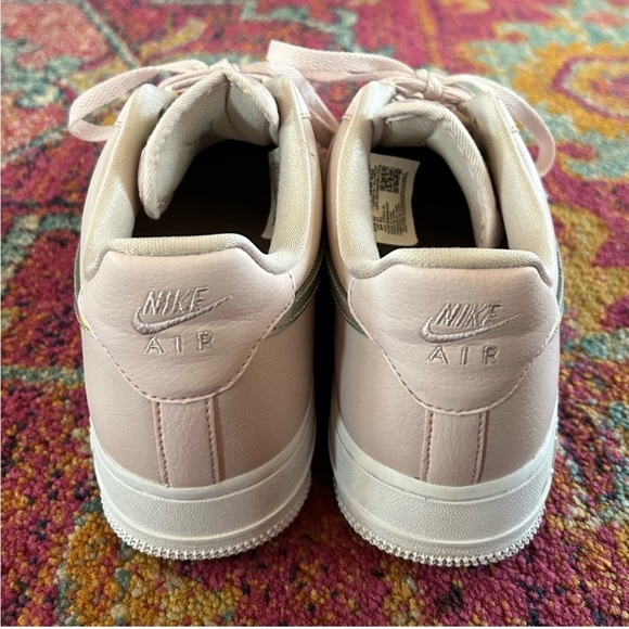 Nike | Women's Pink Iridescent Air Force 1 Low Lace Up Sneakers, size 10 - Picture 8 of 16